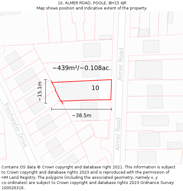 10, ALMER ROAD, POOLE, BH15 4JR: Plot and title map