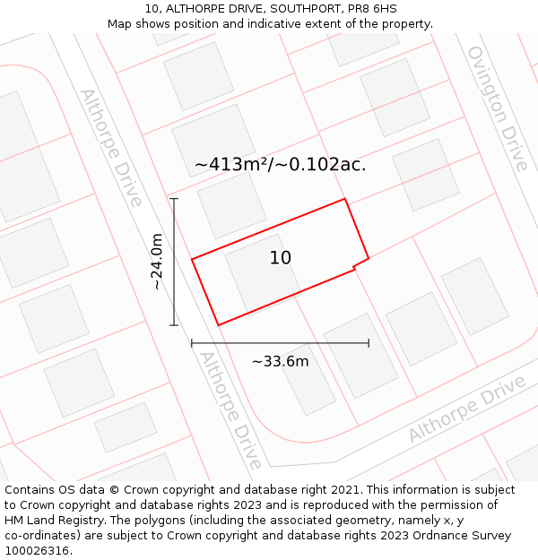 10, ALTHORPE DRIVE, SOUTHPORT, PR8 6HS: Plot and title map