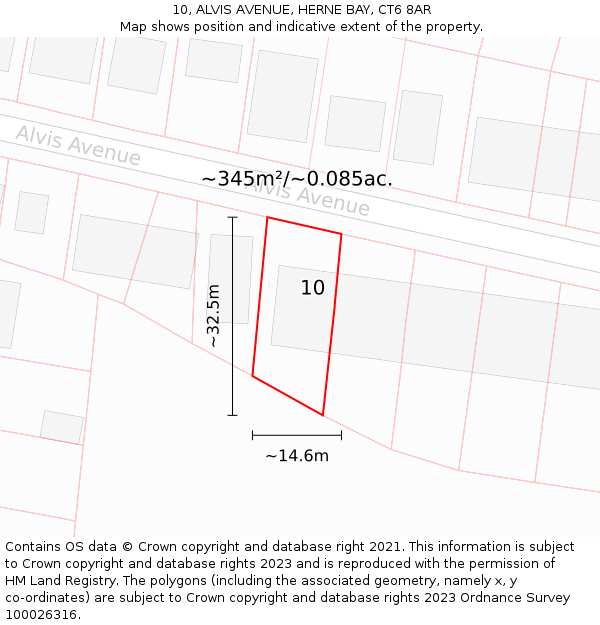 10, ALVIS AVENUE, HERNE BAY, CT6 8AR: Plot and title map