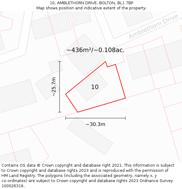 10, AMBLETHORN DRIVE, BOLTON, BL1 7BP: Plot and title map