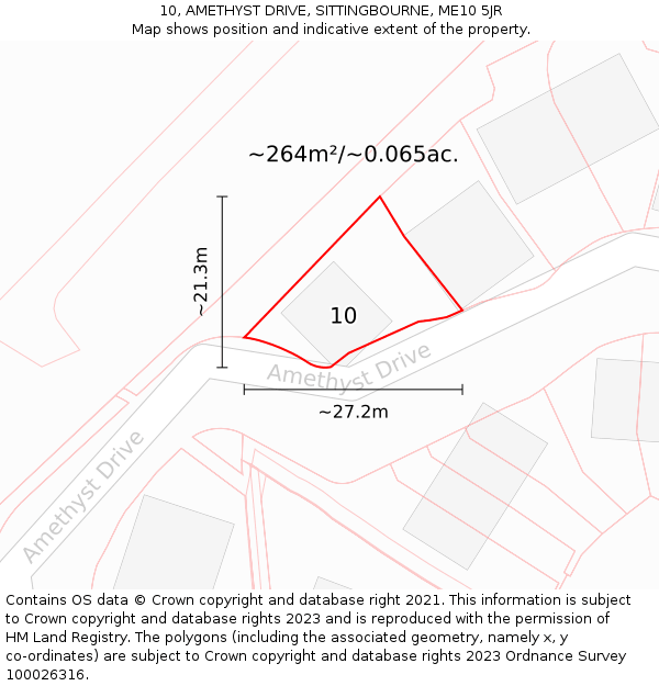 10, AMETHYST DRIVE, SITTINGBOURNE, ME10 5JR: Plot and title map