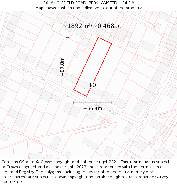 10, ANGLEFIELD ROAD, BERKHAMSTED, HP4 3JA: Plot and title map