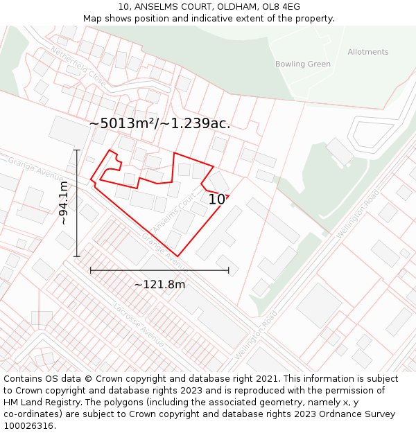 10, ANSELMS COURT, OLDHAM, OL8 4EG: Plot and title map