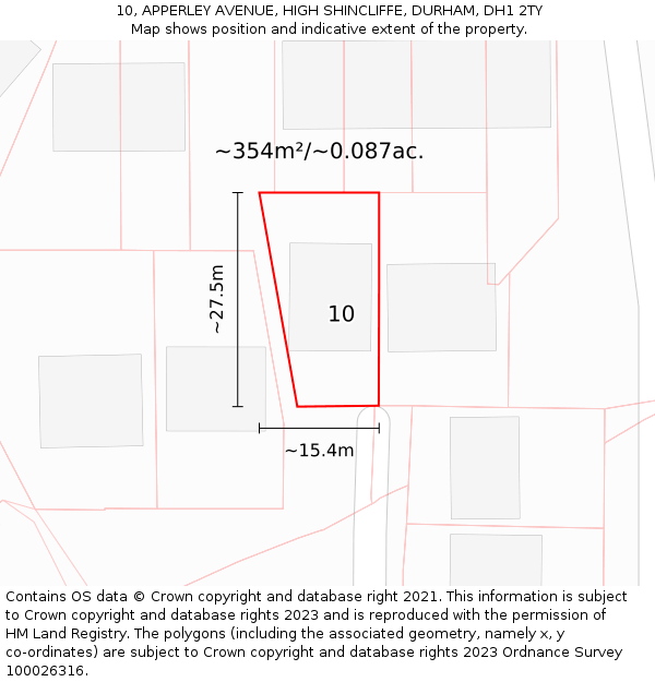 10, APPERLEY AVENUE, HIGH SHINCLIFFE, DURHAM, DH1 2TY: Plot and title map