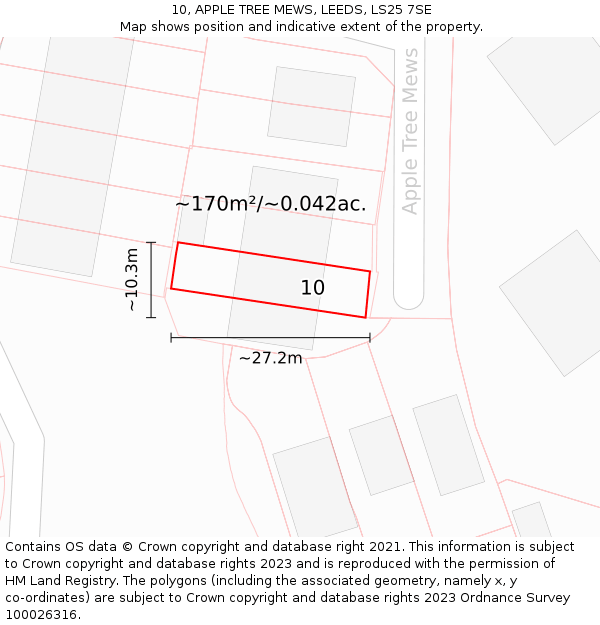 10, APPLE TREE MEWS, LEEDS, LS25 7SE: Plot and title map