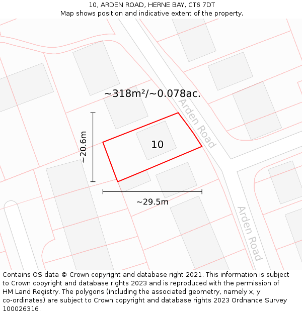 10, ARDEN ROAD, HERNE BAY, CT6 7DT: Plot and title map