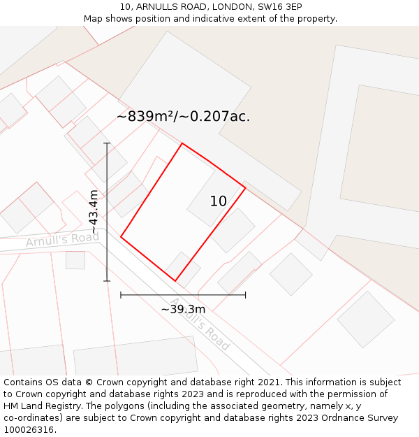 10, ARNULLS ROAD, LONDON, SW16 3EP: Plot and title map