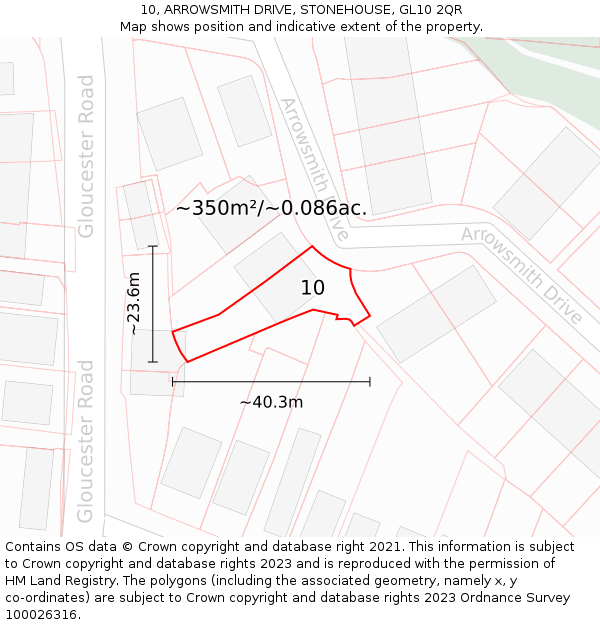 10, ARROWSMITH DRIVE, STONEHOUSE, GL10 2QR: Plot and title map
