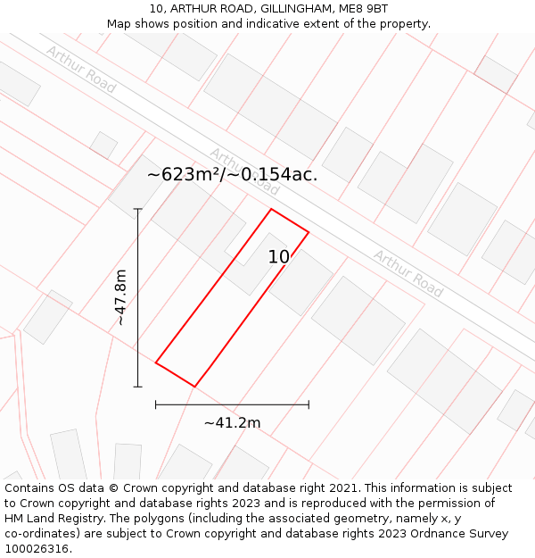 10, ARTHUR ROAD, GILLINGHAM, ME8 9BT: Plot and title map