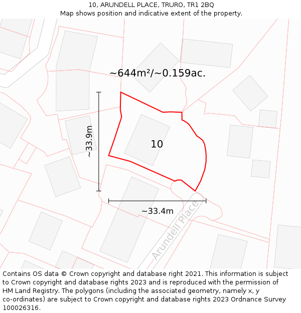 10, ARUNDELL PLACE, TRURO, TR1 2BQ: Plot and title map