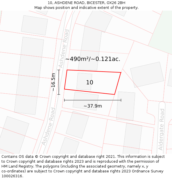 10, ASHDENE ROAD, BICESTER, OX26 2BH: Plot and title map