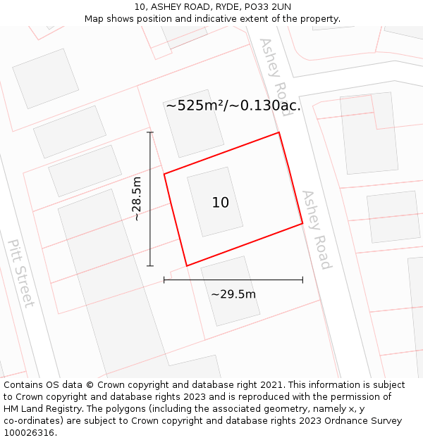 10, ASHEY ROAD, RYDE, PO33 2UN: Plot and title map