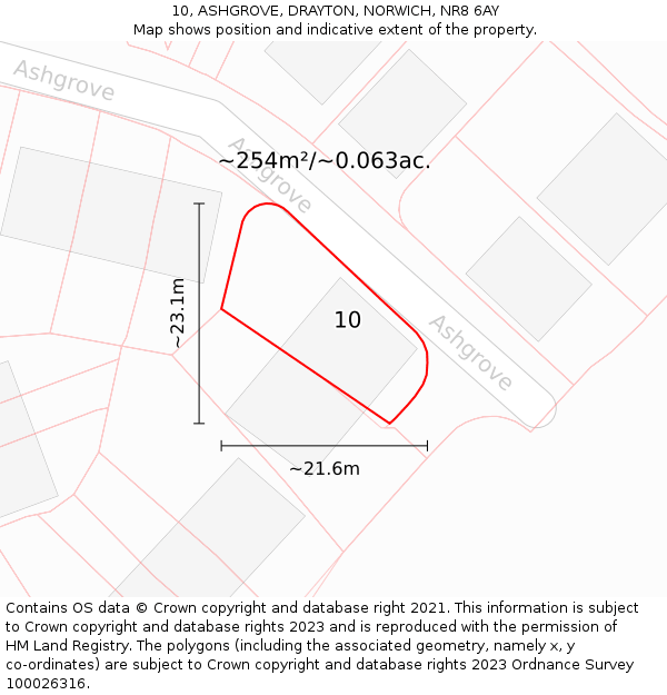 10, ASHGROVE, DRAYTON, NORWICH, NR8 6AY: Plot and title map