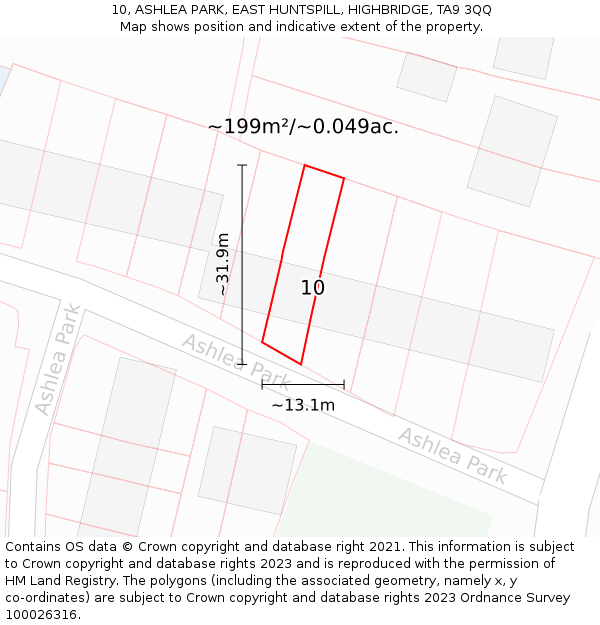 10, ASHLEA PARK, EAST HUNTSPILL, HIGHBRIDGE, TA9 3QQ: Plot and title map
