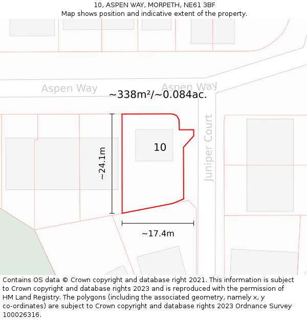 10, ASPEN WAY, MORPETH, NE61 3BF: Plot and title map