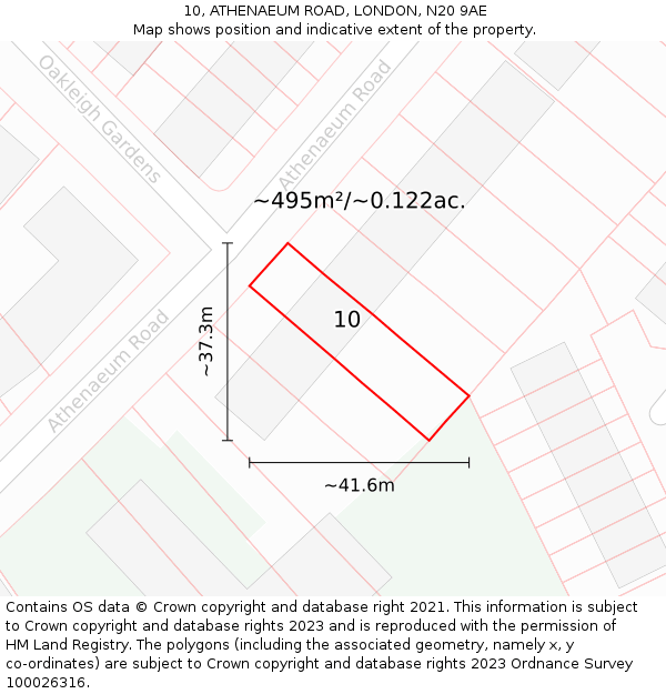 10, ATHENAEUM ROAD, LONDON, N20 9AE: Plot and title map
