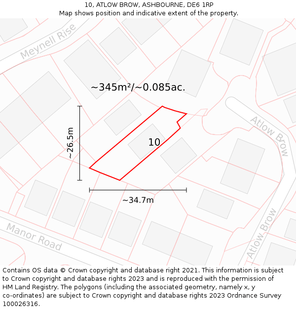 10, ATLOW BROW, ASHBOURNE, DE6 1RP: Plot and title map