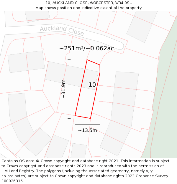 10, AUCKLAND CLOSE, WORCESTER, WR4 0SU: Plot and title map