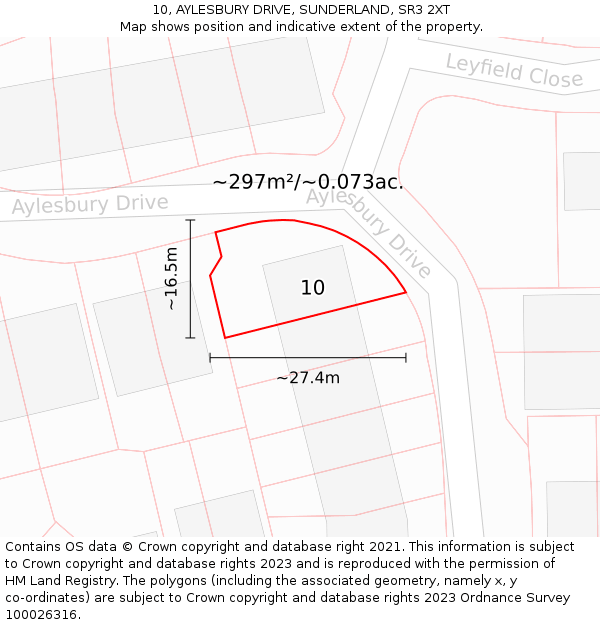 10, AYLESBURY DRIVE, SUNDERLAND, SR3 2XT: Plot and title map