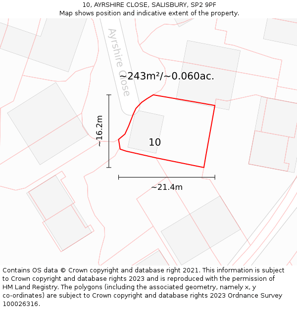 10, AYRSHIRE CLOSE, SALISBURY, SP2 9PF: Plot and title map