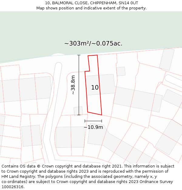 10, BALMORAL CLOSE, CHIPPENHAM, SN14 0UT: Plot and title map