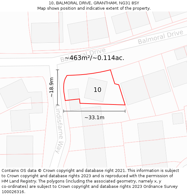 10, BALMORAL DRIVE, GRANTHAM, NG31 8SY: Plot and title map