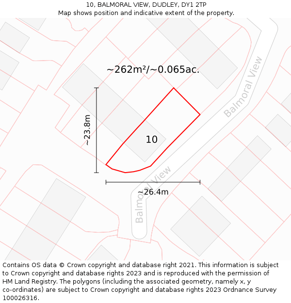 10, BALMORAL VIEW, DUDLEY, DY1 2TP: Plot and title map