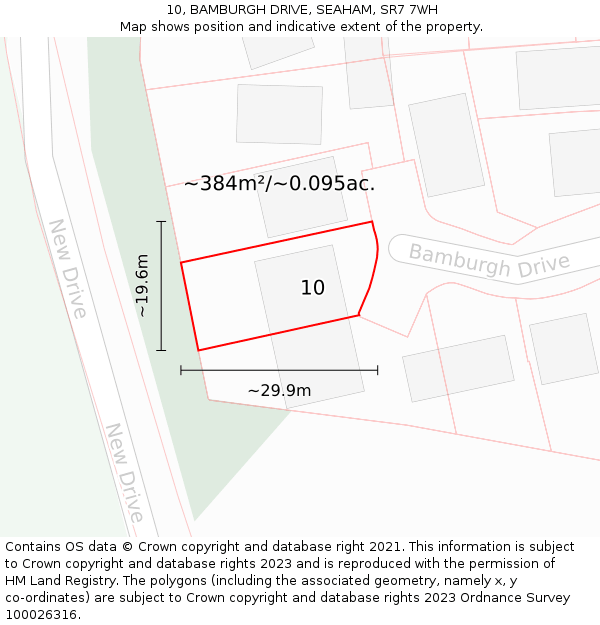 10, BAMBURGH DRIVE, SEAHAM, SR7 7WH: Plot and title map