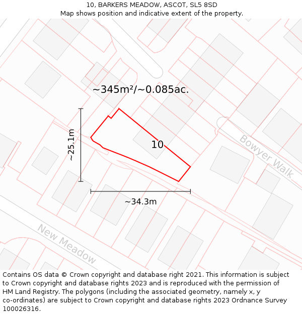 10, BARKERS MEADOW, ASCOT, SL5 8SD: Plot and title map