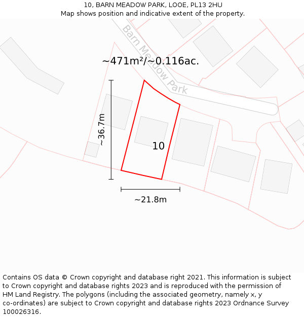 10, BARN MEADOW PARK, LOOE, PL13 2HU: Plot and title map