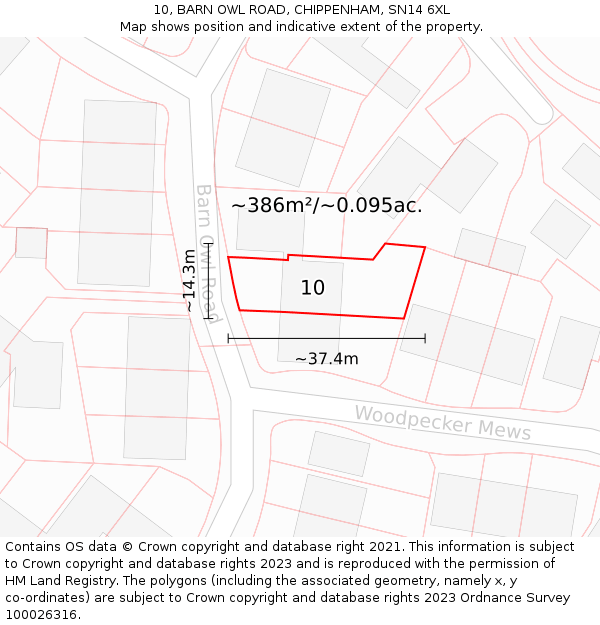 10, BARN OWL ROAD, CHIPPENHAM, SN14 6XL: Plot and title map