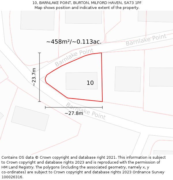 10, BARNLAKE POINT, BURTON, MILFORD HAVEN, SA73 1PF: Plot and title map