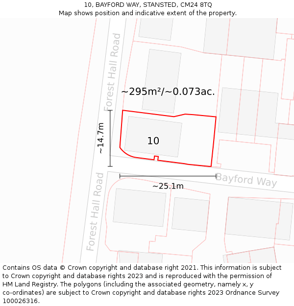 10, BAYFORD WAY, STANSTED, CM24 8TQ: Plot and title map