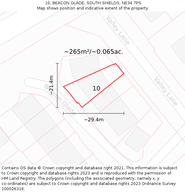 10, BEACON GLADE, SOUTH SHIELDS, NE34 7PS: Plot and title map