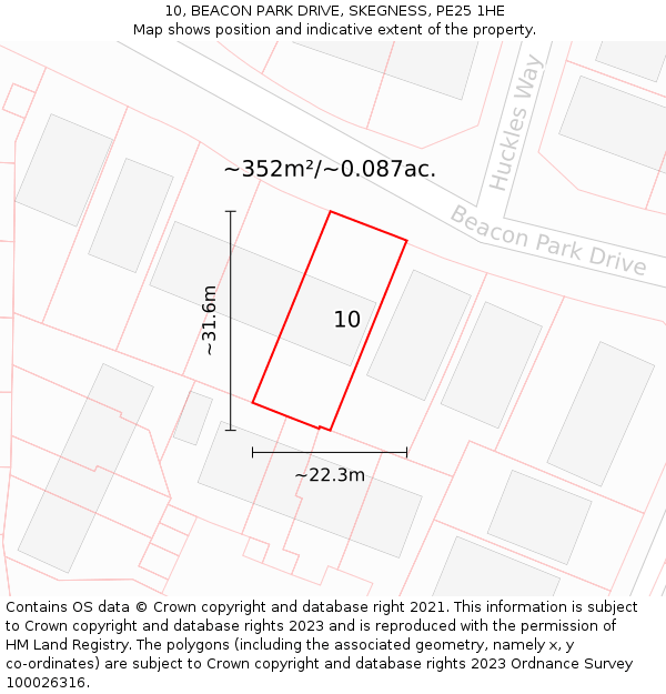 10, BEACON PARK DRIVE, SKEGNESS, PE25 1HE: Plot and title map