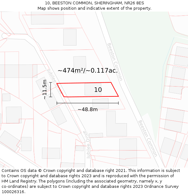 10, BEESTON COMMON, SHERINGHAM, NR26 8ES: Plot and title map