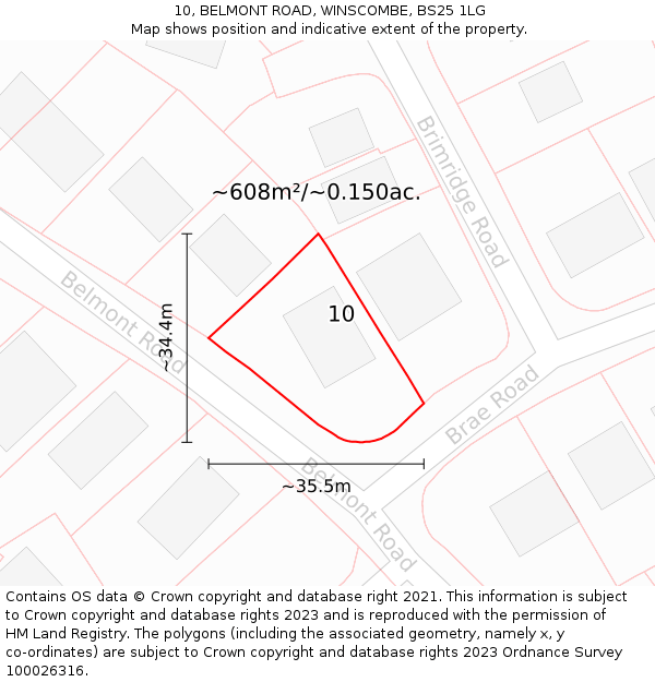 10, BELMONT ROAD, WINSCOMBE, BS25 1LG: Plot and title map