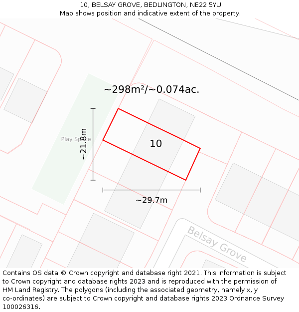 10, BELSAY GROVE, BEDLINGTON, NE22 5YU: Plot and title map