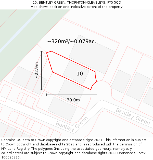 10, BENTLEY GREEN, THORNTON-CLEVELEYS, FY5 5QD: Plot and title map