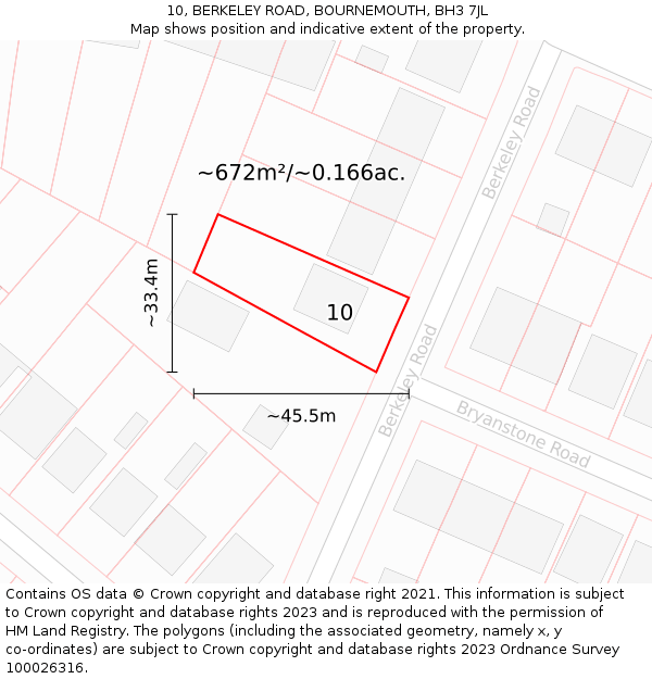 10, BERKELEY ROAD, BOURNEMOUTH, BH3 7JL: Plot and title map