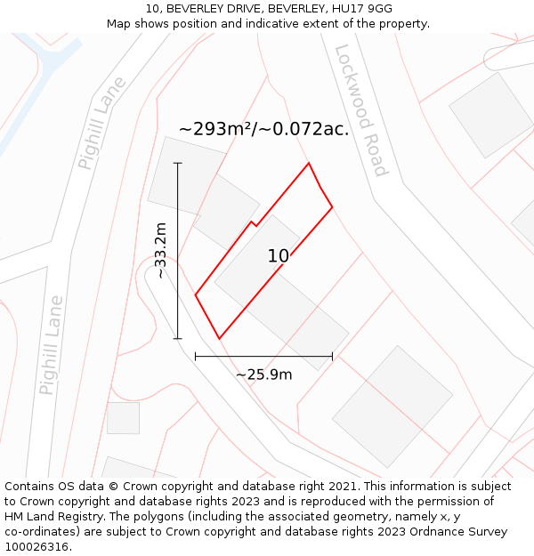 10, BEVERLEY DRIVE, BEVERLEY, HU17 9GG: Plot and title map