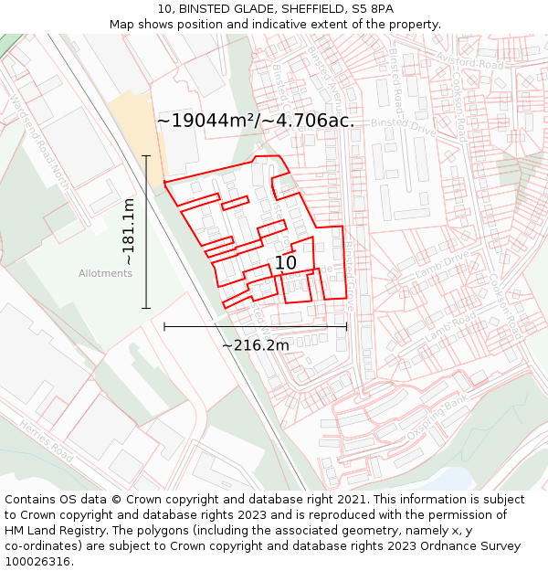 10, BINSTED GLADE, SHEFFIELD, S5 8PA: Plot and title map