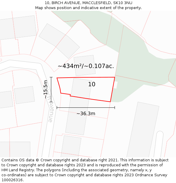 10, BIRCH AVENUE, MACCLESFIELD, SK10 3NU: Plot and title map