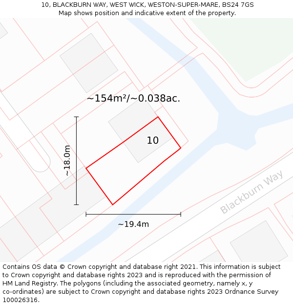 10, BLACKBURN WAY, WEST WICK, WESTON-SUPER-MARE, BS24 7GS: Plot and title map