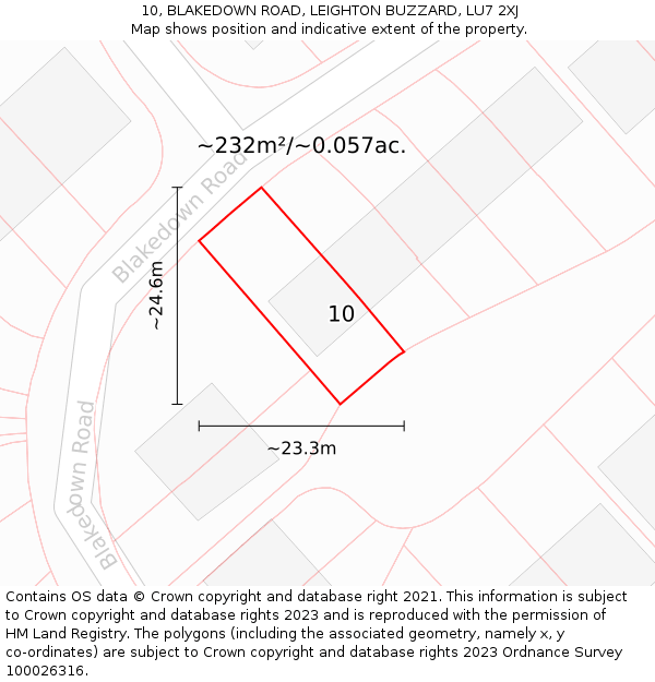 10, BLAKEDOWN ROAD, LEIGHTON BUZZARD, LU7 2XJ: Plot and title map