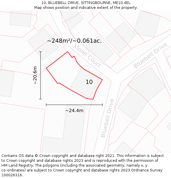 10, BLUEBELL DRIVE, SITTINGBOURNE, ME10 4EL: Plot and title map