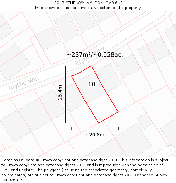 10, BLYTHE WAY, MALDON, CM9 6UE: Plot and title map