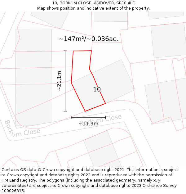 10, BORKUM CLOSE, ANDOVER, SP10 4LE: Plot and title map