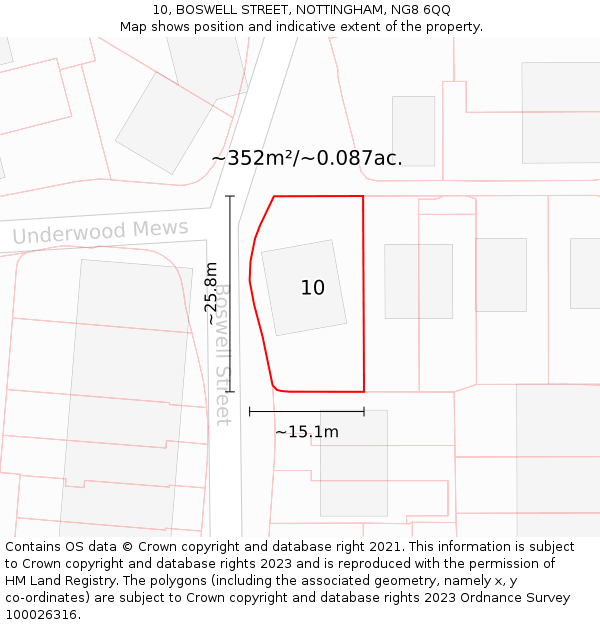 10, BOSWELL STREET, NOTTINGHAM, NG8 6QQ: Plot and title map