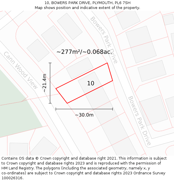 10, BOWERS PARK DRIVE, PLYMOUTH, PL6 7SH: Plot and title map